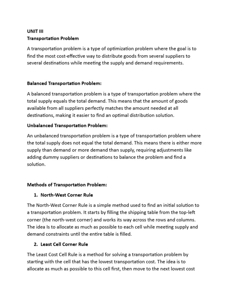 Transportation and Assignment Problem | PDF | Business | Career & Growth