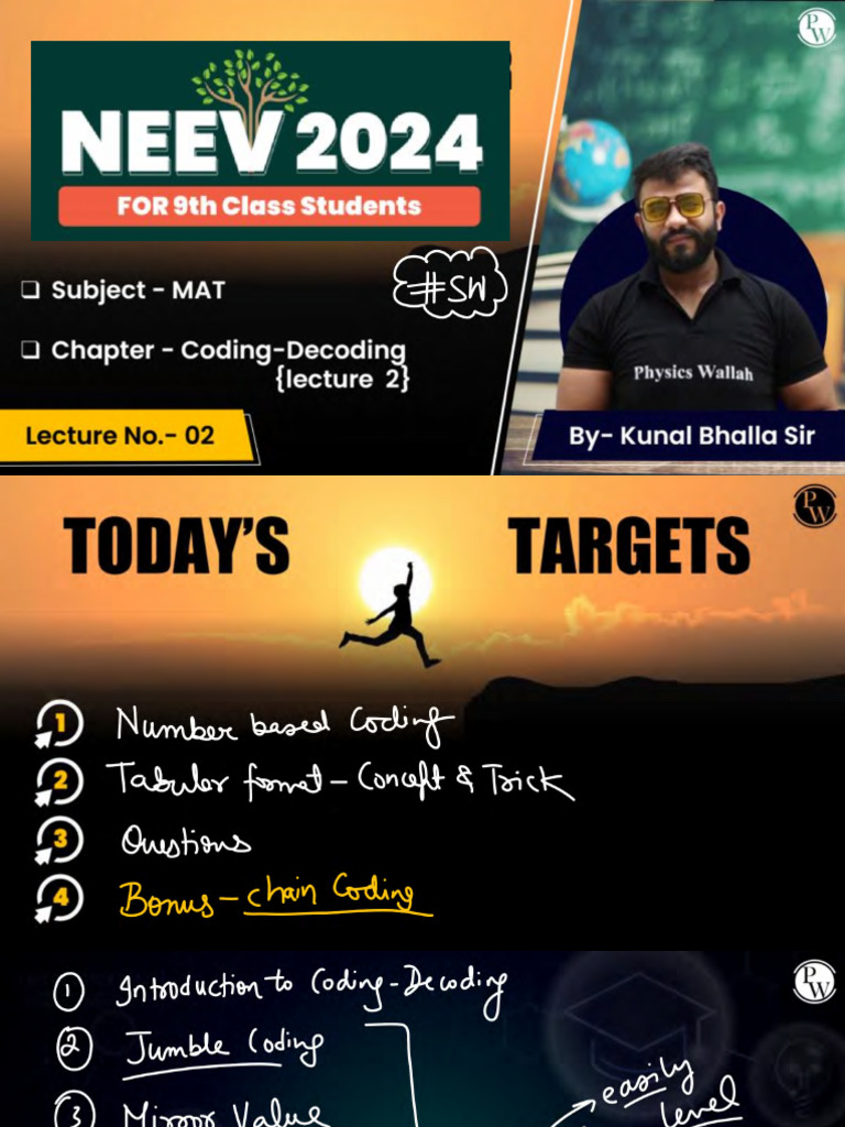 Coding - Decoding 02 - Class Notes - (Neev 2024) | PDF