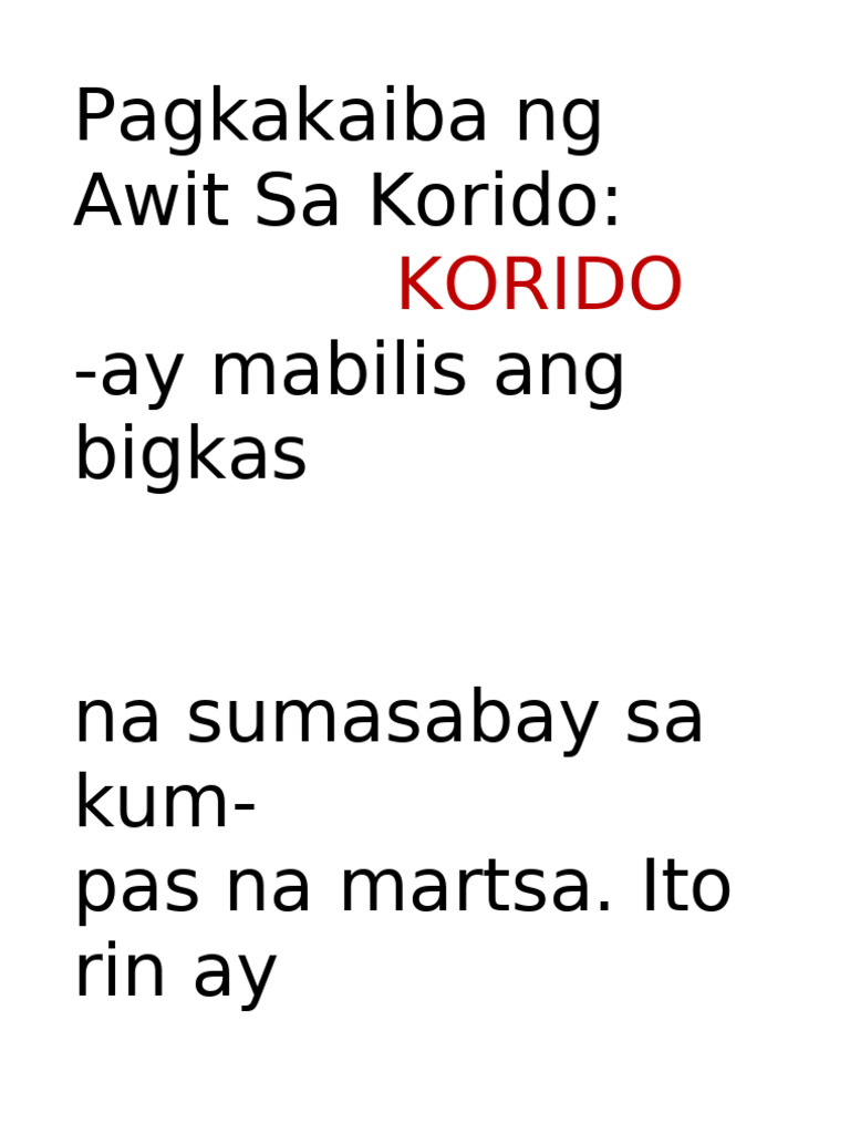 Pagkakaiba NG Awit Sa Korido | PDF