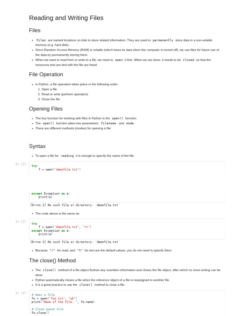 Reading and Writing Files | PDF