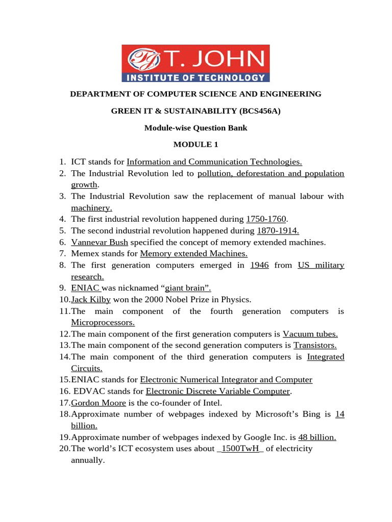 Green IT - Module Wise Question Bank | PDF
