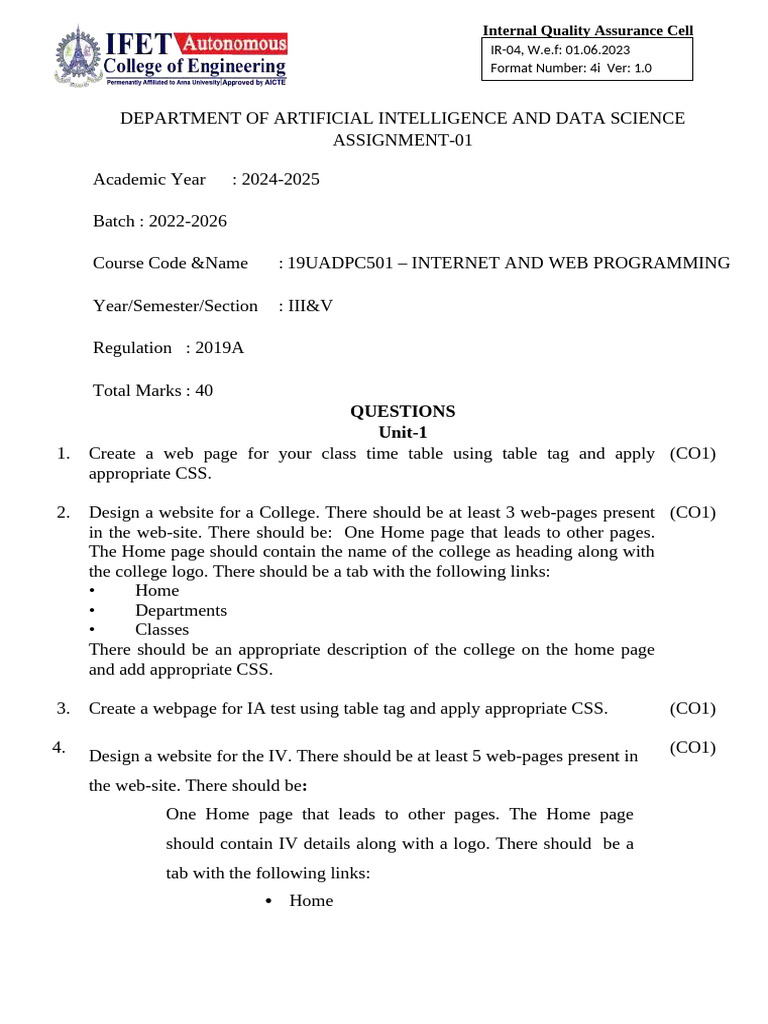 IWP Assignment 1 | PDF