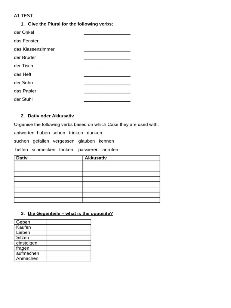 A1 complete test pdf
