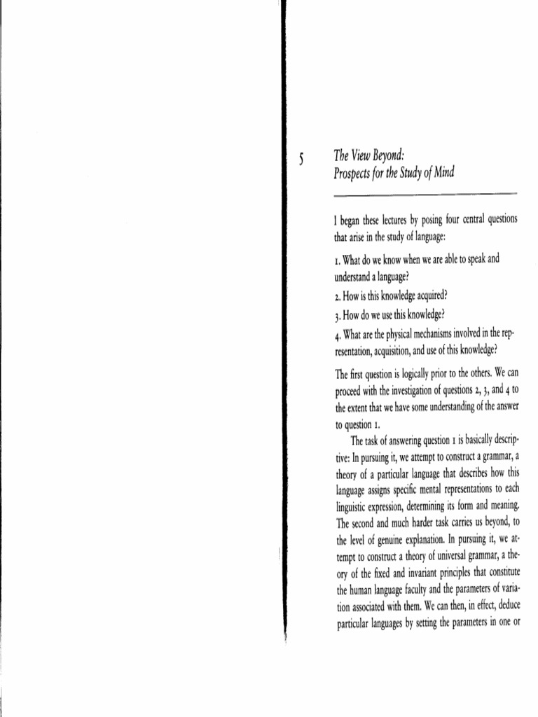 Chomsky L and Problems of Knowledge CH 5 The View Beyond | PDF