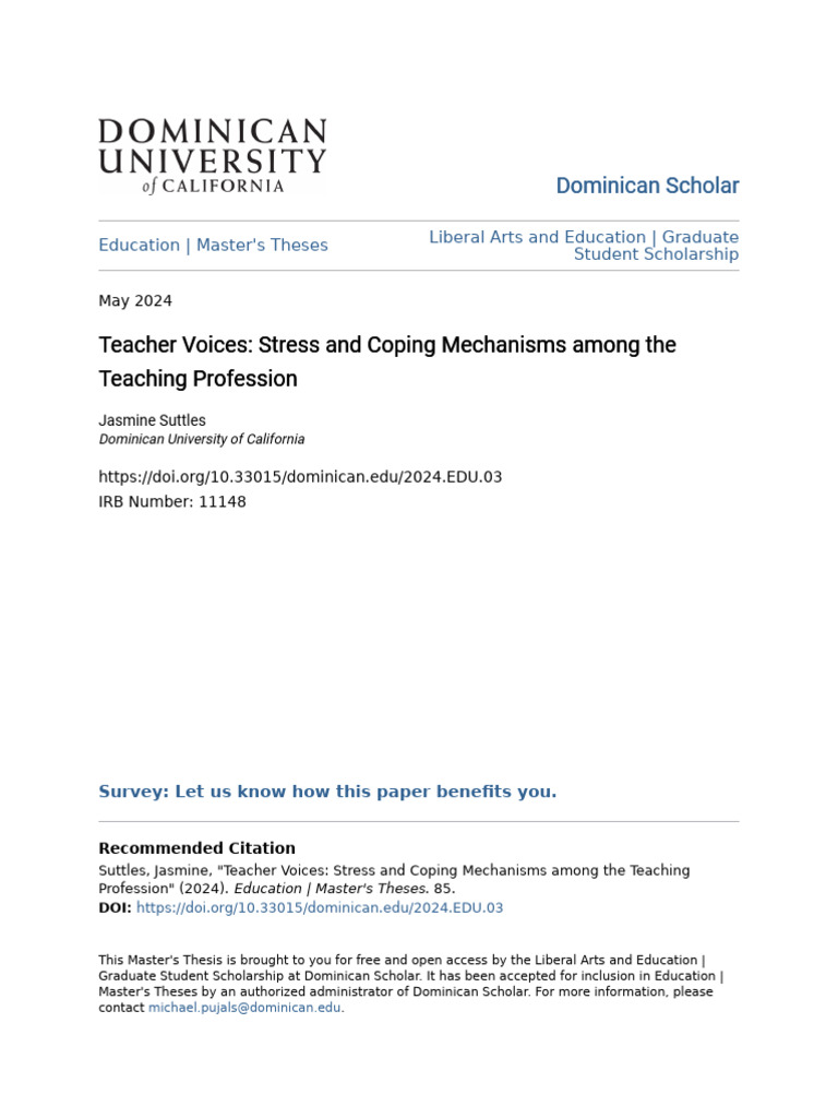 Teacher Voices - Stress and Coping Mechanisms Among The Teaching P | PDF