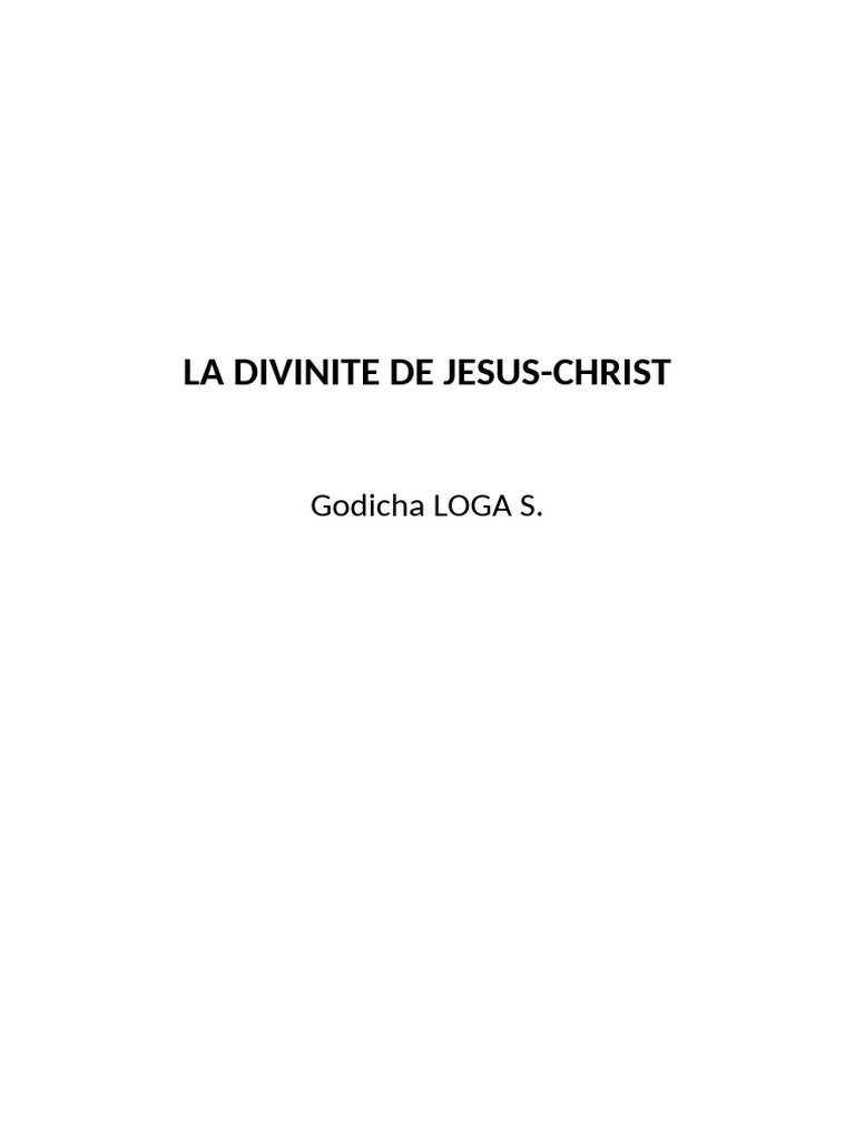La Divinite de Jesus Christ | PDF | Dieu | Jésus