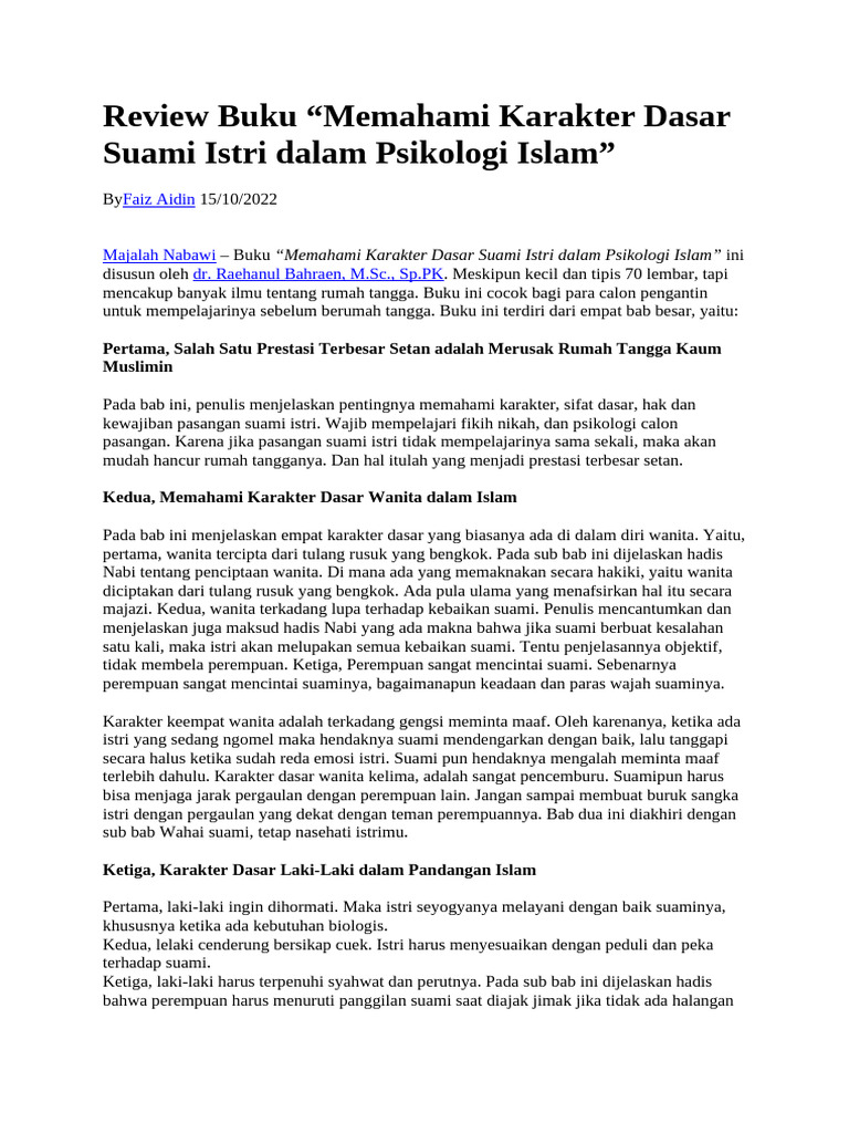 Memahami Karakter Dasar Suami Istri | PDF