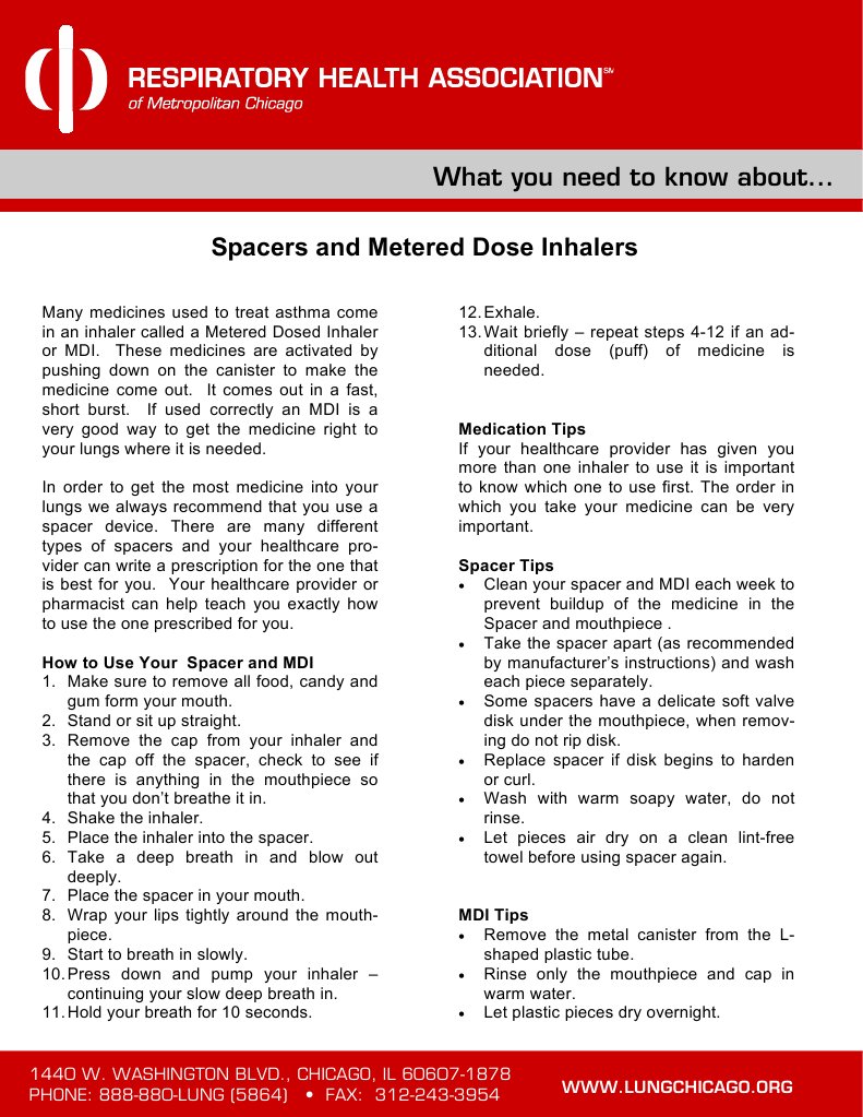 Spacers and Metered Dose Inhalers PDF