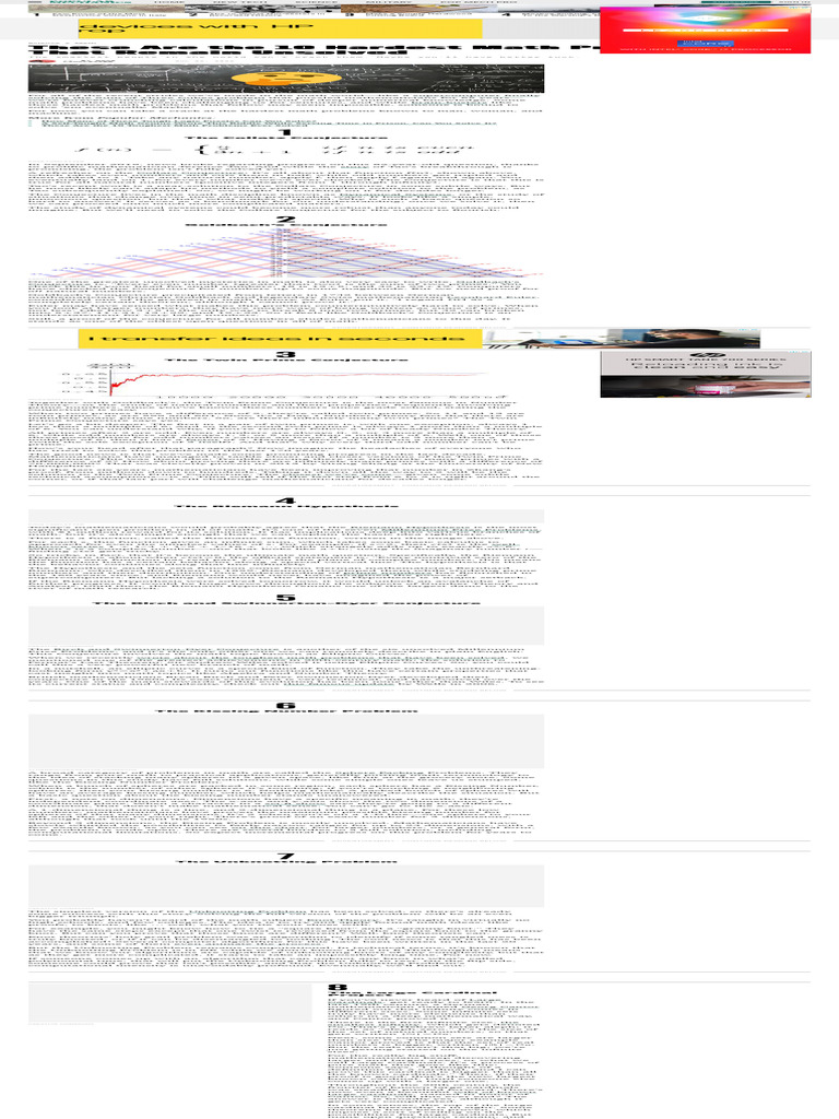 Hardest Math Problems and Equations - Unsolved Math Problems | PDF ...