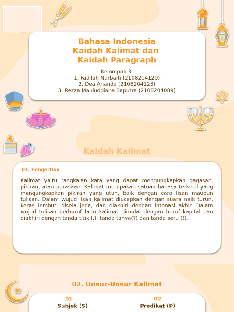 Kaidah Kalimat Dan Paragraph Kel.3 (2C) | PDF