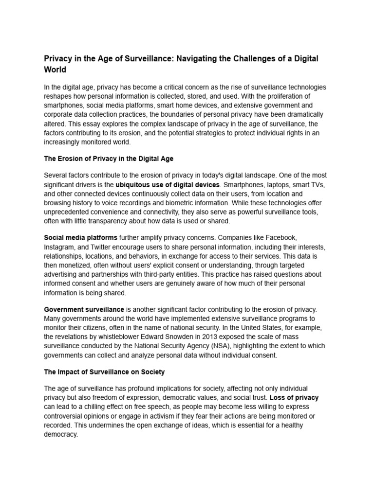 Privacy in The Age of Surveillance - Navigating The Challenges of A ...