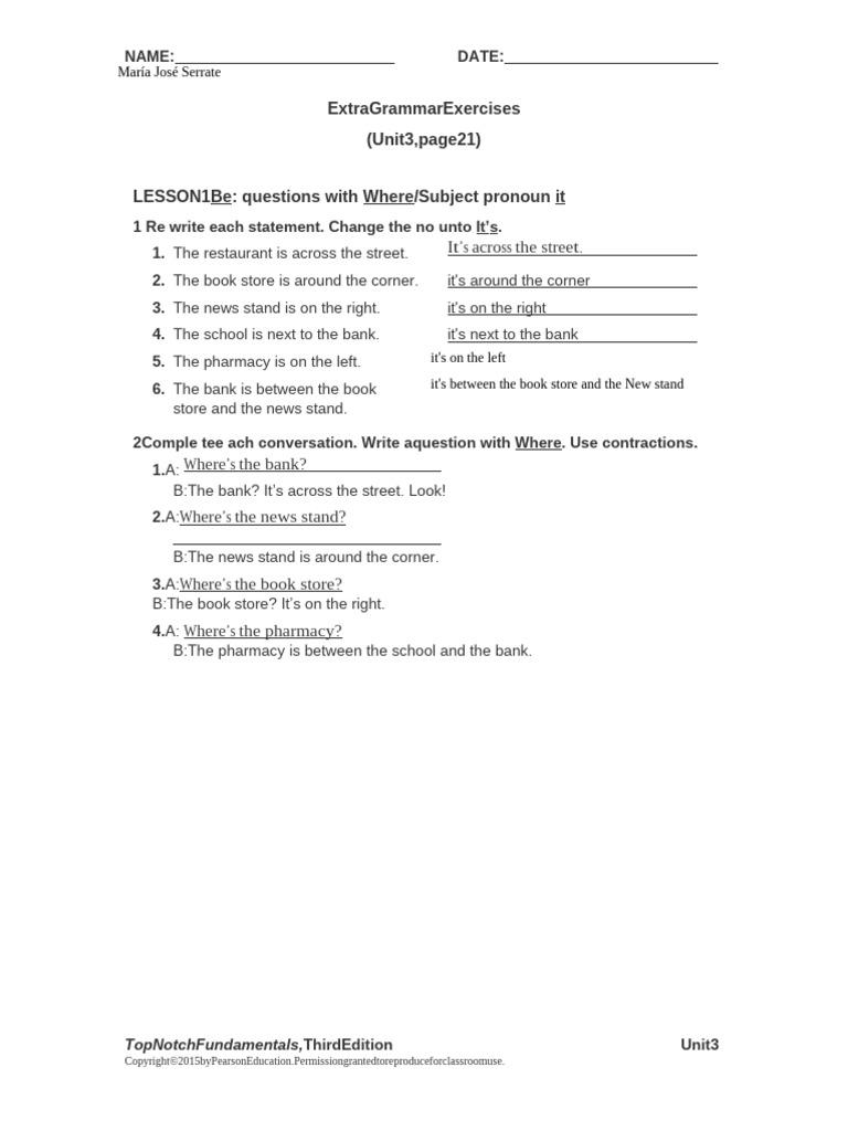 UNIT 03 Extra Grammar Exercises | PDF