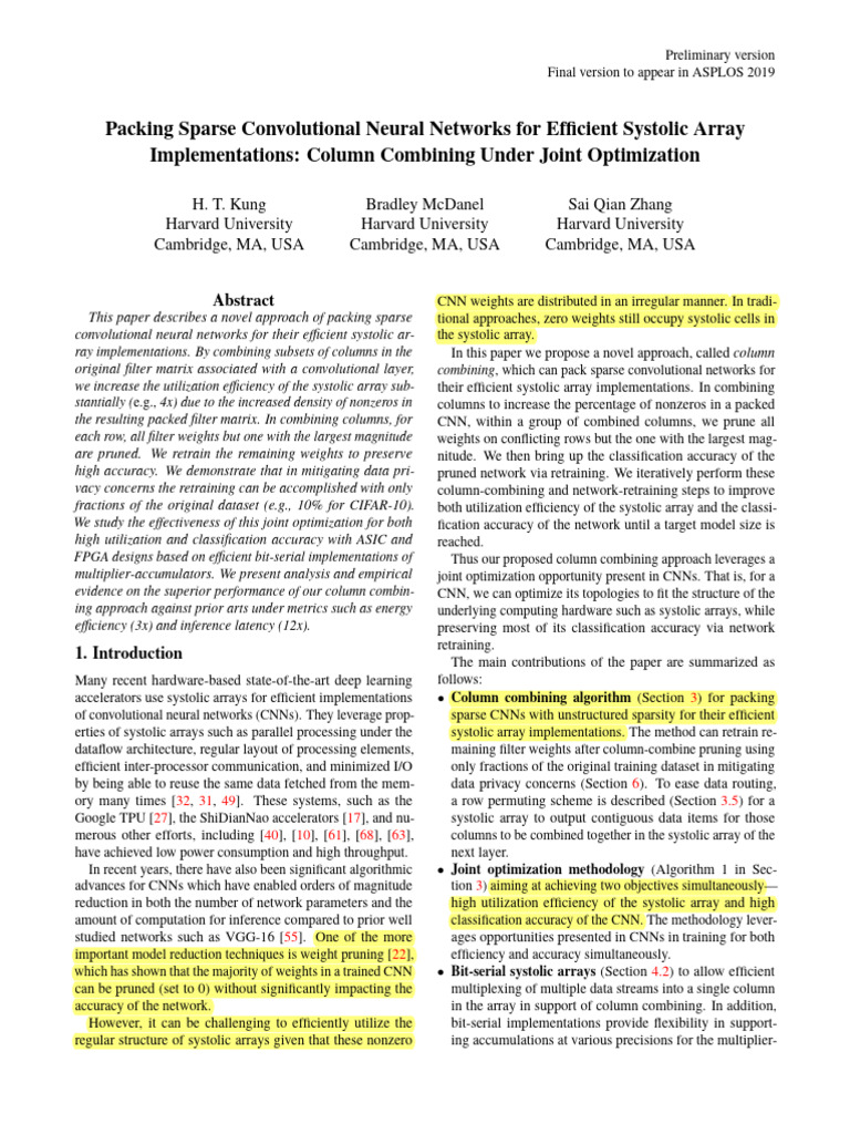 Packing Sparse Convolutional Neural Networks For Efficient Systolic ...