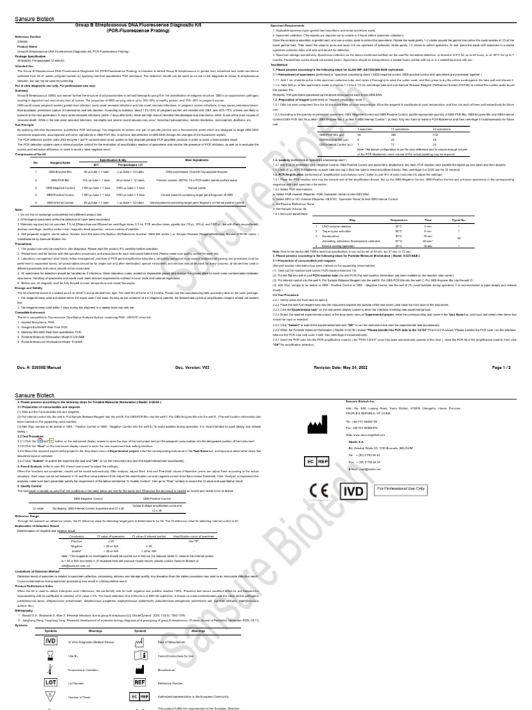 Group B Streptococcus - Manual of S3056E V03-20220518 | PDF