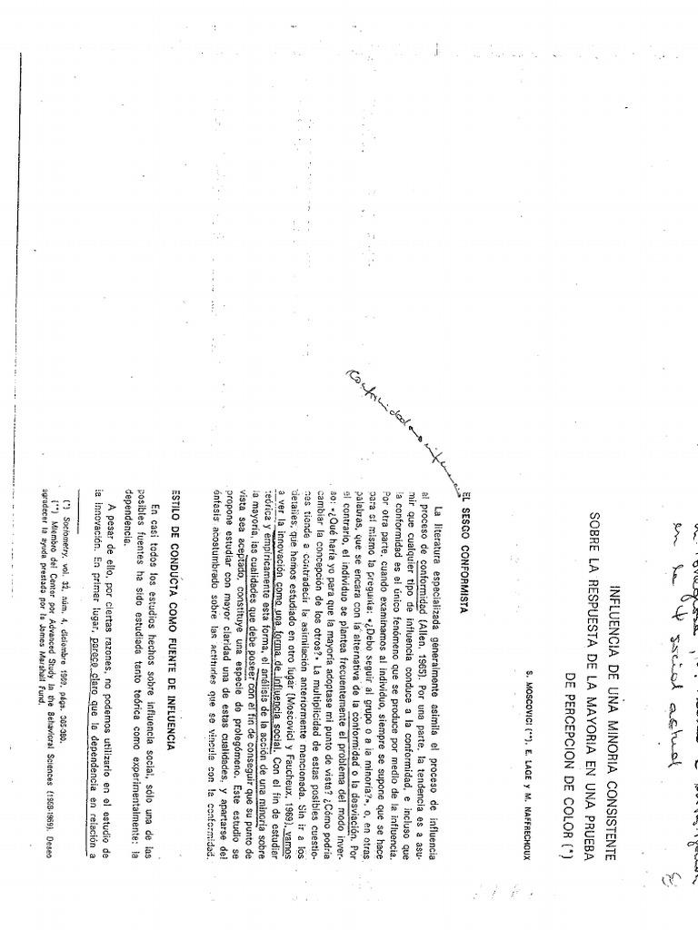Sesión 12 - S. Moscovici - Minorías Activas | PDF