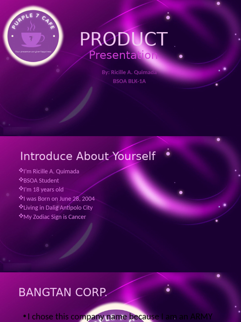 Purple 7 Cafe Product Presentation | PDF