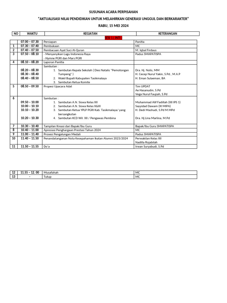 Susunan Acara Perpisahan Pdf