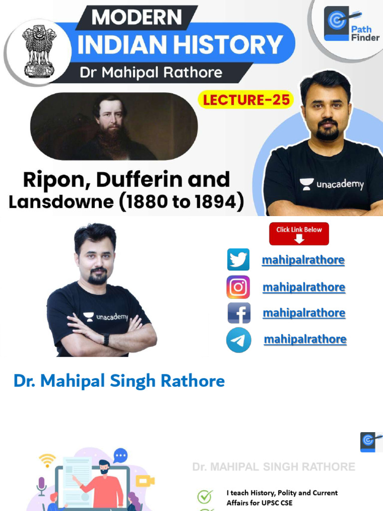 L25 Modern Indian History Viceroys Ripon, Dufferin and Landsdowne | PDF