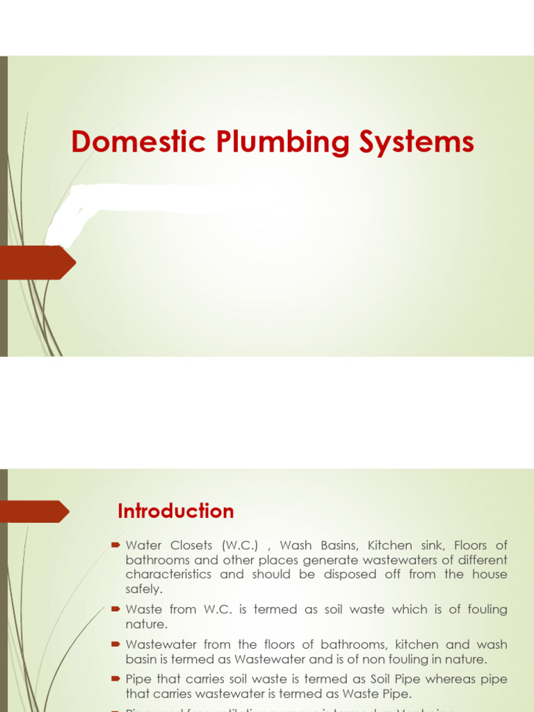 Domestic Plumbing Systems | PDF
