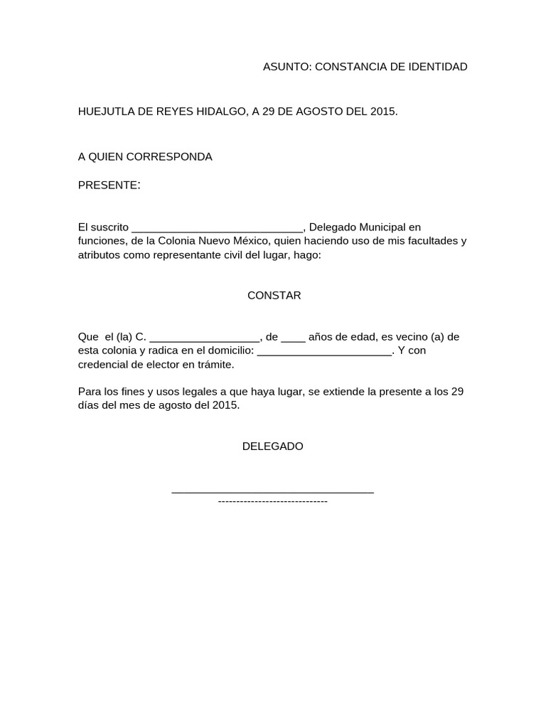 Constancia De Identidad Pdf 
