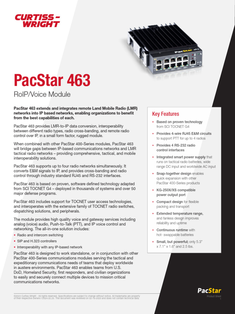 PacStar 463 RoIP Voice Module Data Sheet | PDF