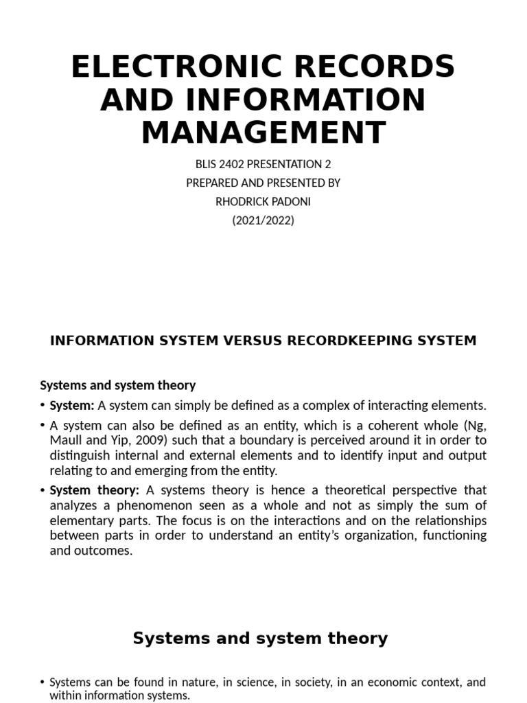 2 Electronic Records and Information Management | PDF | System ...