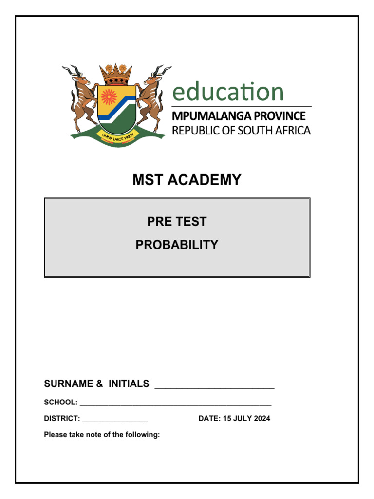 Pre Test July 2024 Pdf