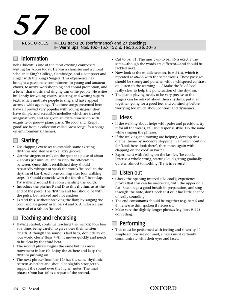 Be Cool Chilcott Unisson | PDF