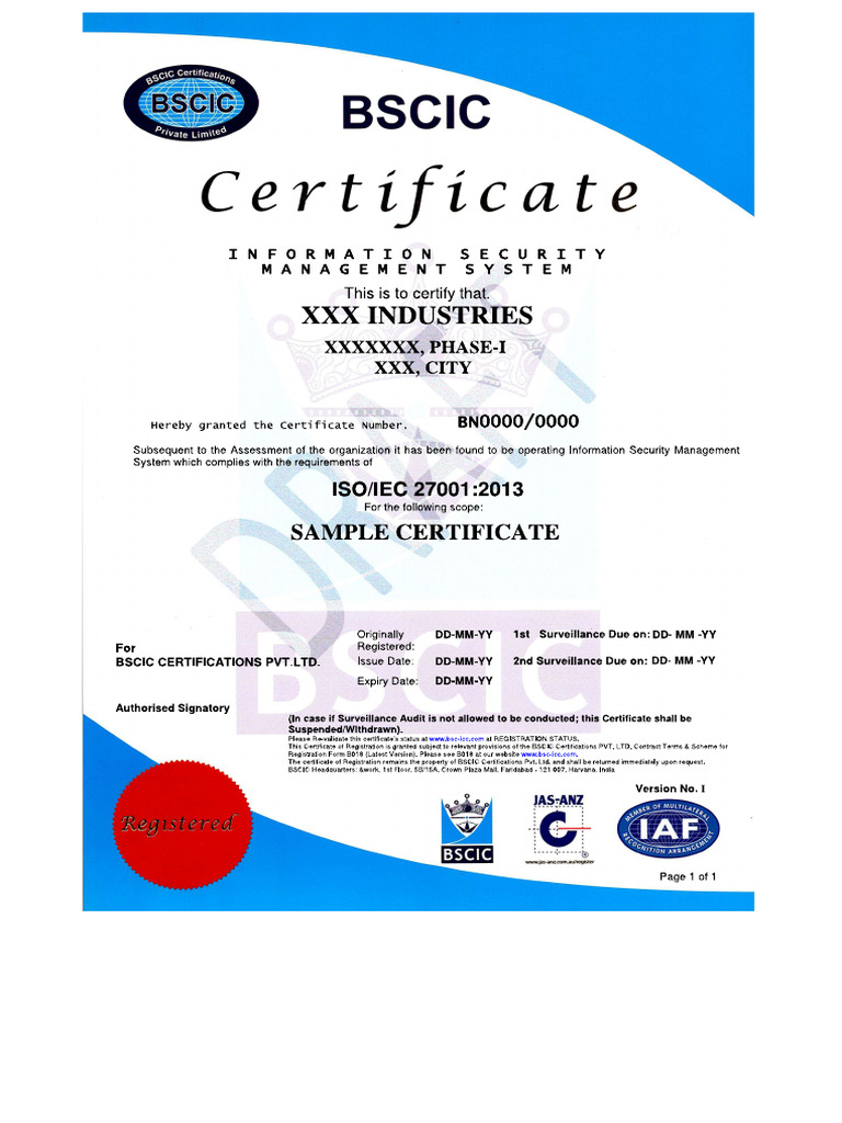 JASNZ Sample Cert | PDF