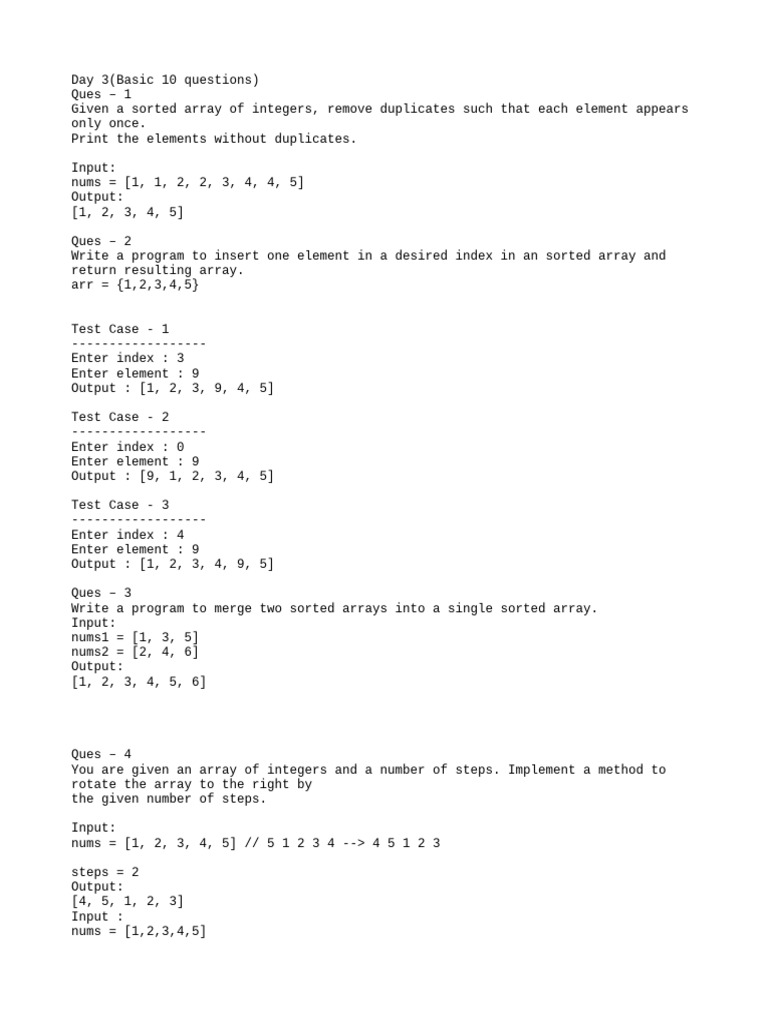 Java Array Manipulation Problems | PDF | Computer Programming ...
