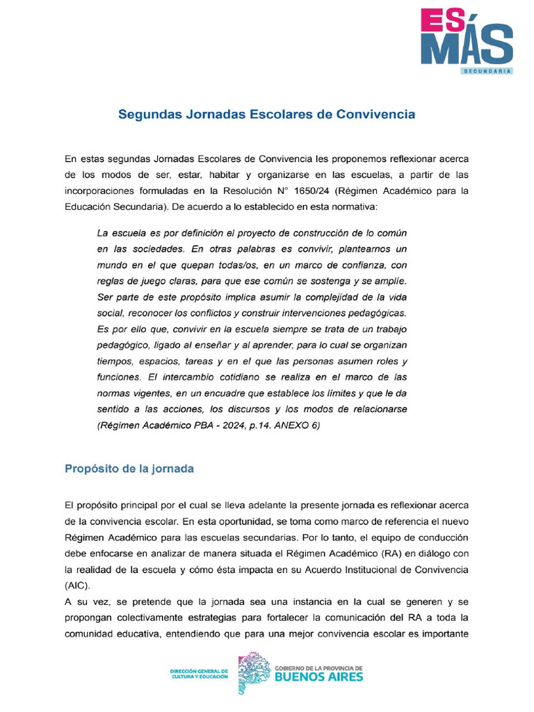 Segundas Jornadas de Convivencia | PDF