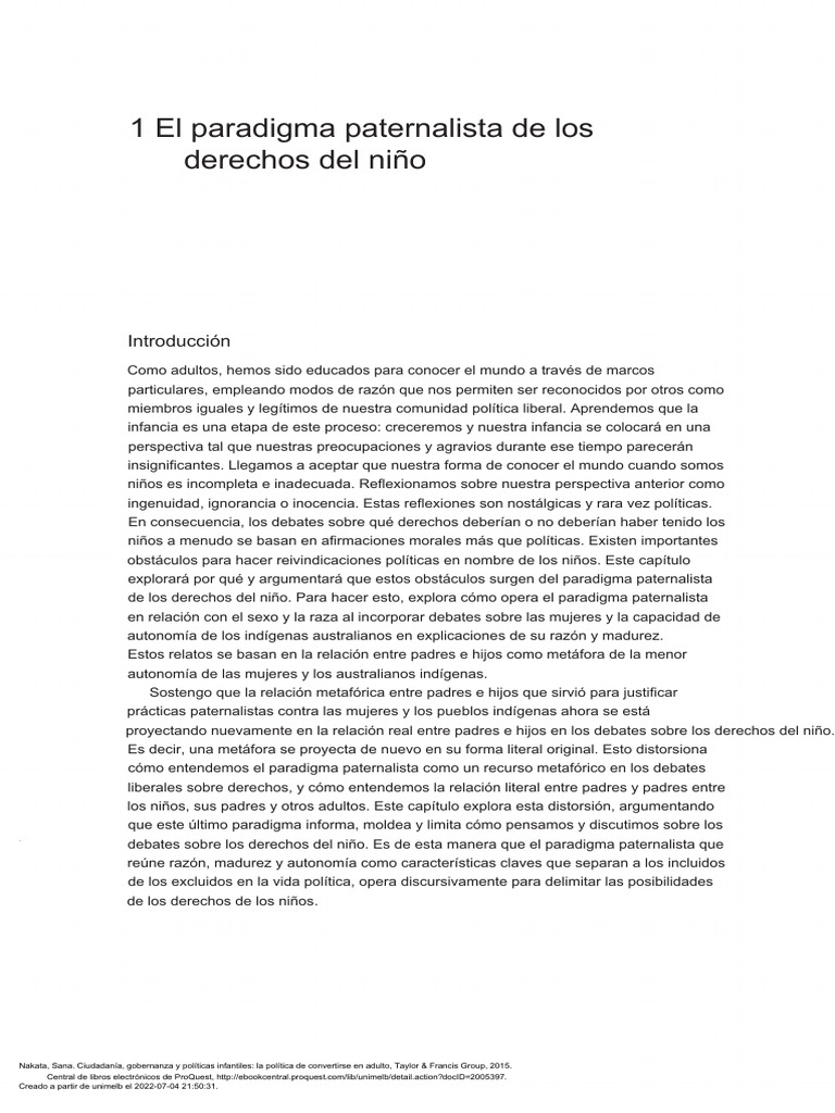 Nakata, Sana (2015) El Paradigma Paternalista de Los Derechos Del Niño ...