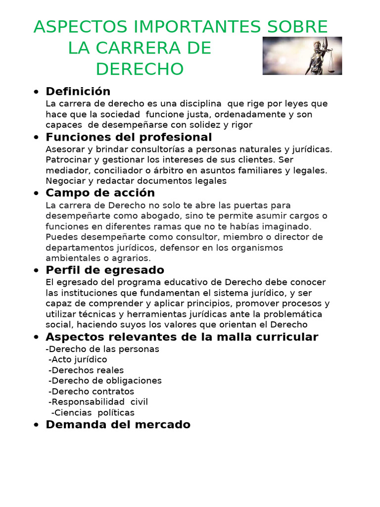 Aspectos Importantes Sobre La Carrera de Derecho | PDF