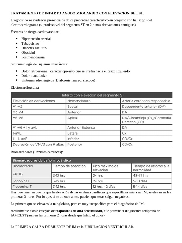 Tratamiento de Infarto Agudo Miocardio Con Elevacion Del ST | PDF