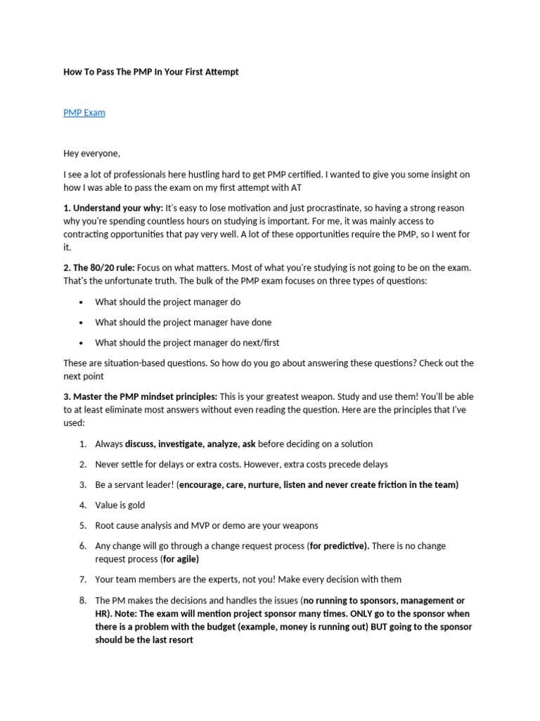 How To Pass The PMP in Your First Attempt | PDF