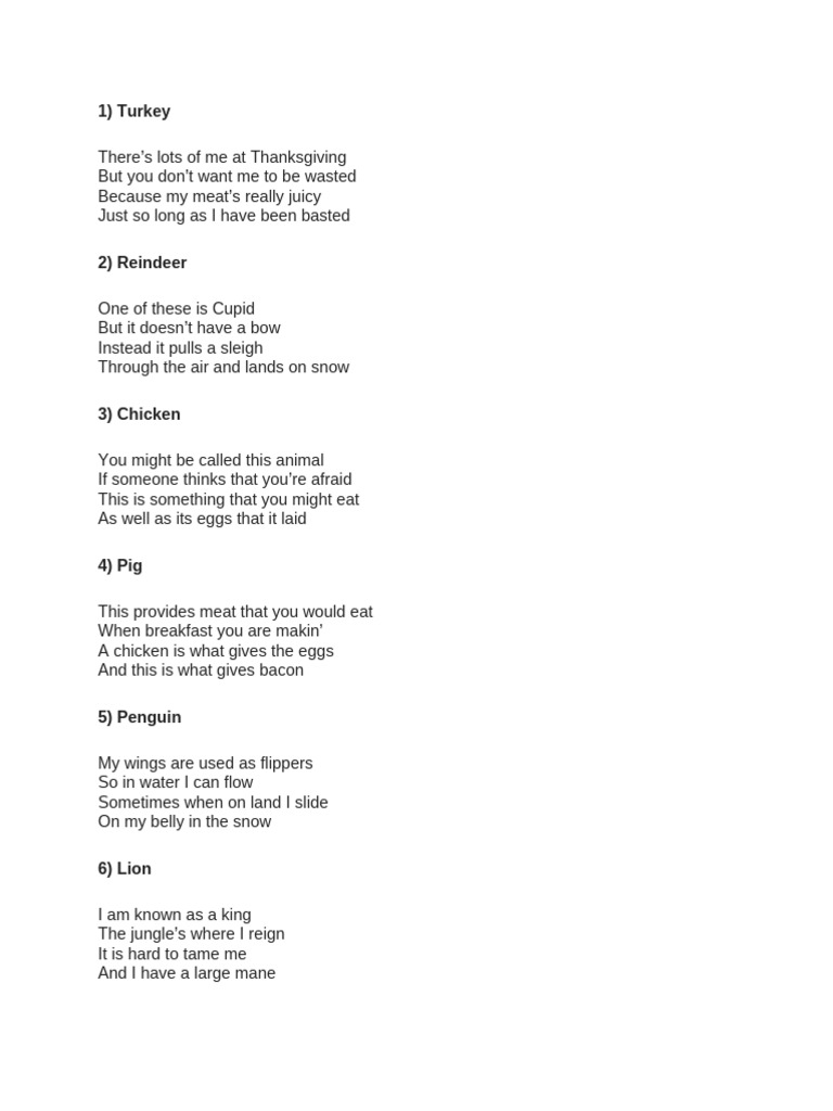 Riddles Animals | PDF