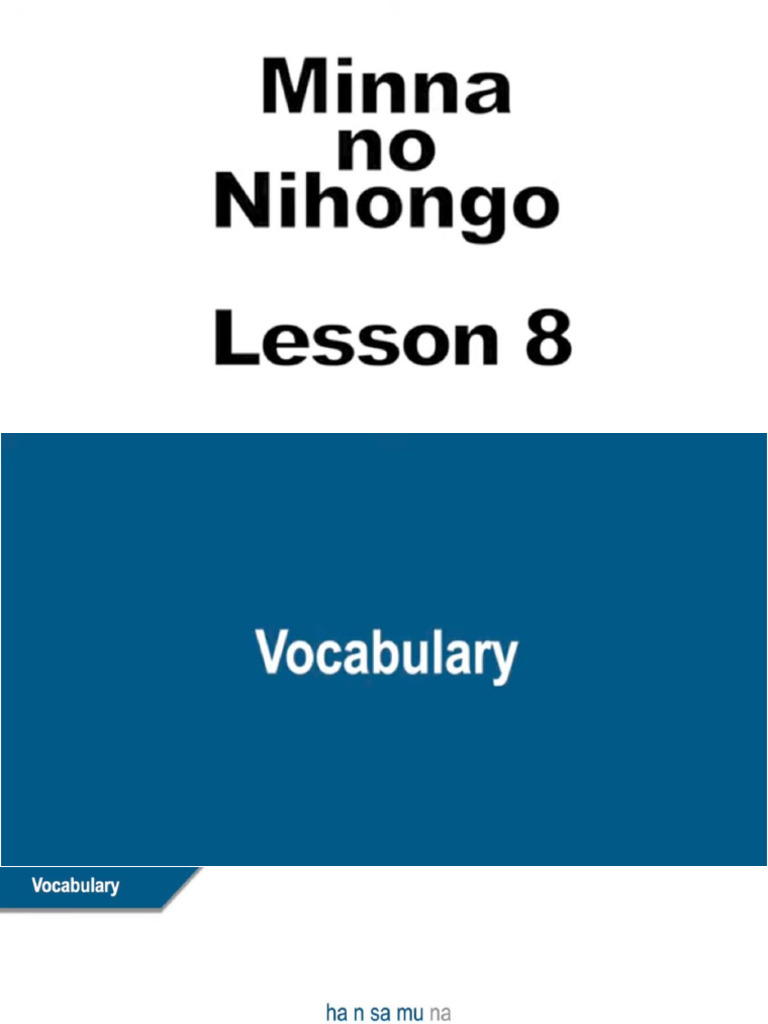 Lesson 8 mina no nihongo pdf