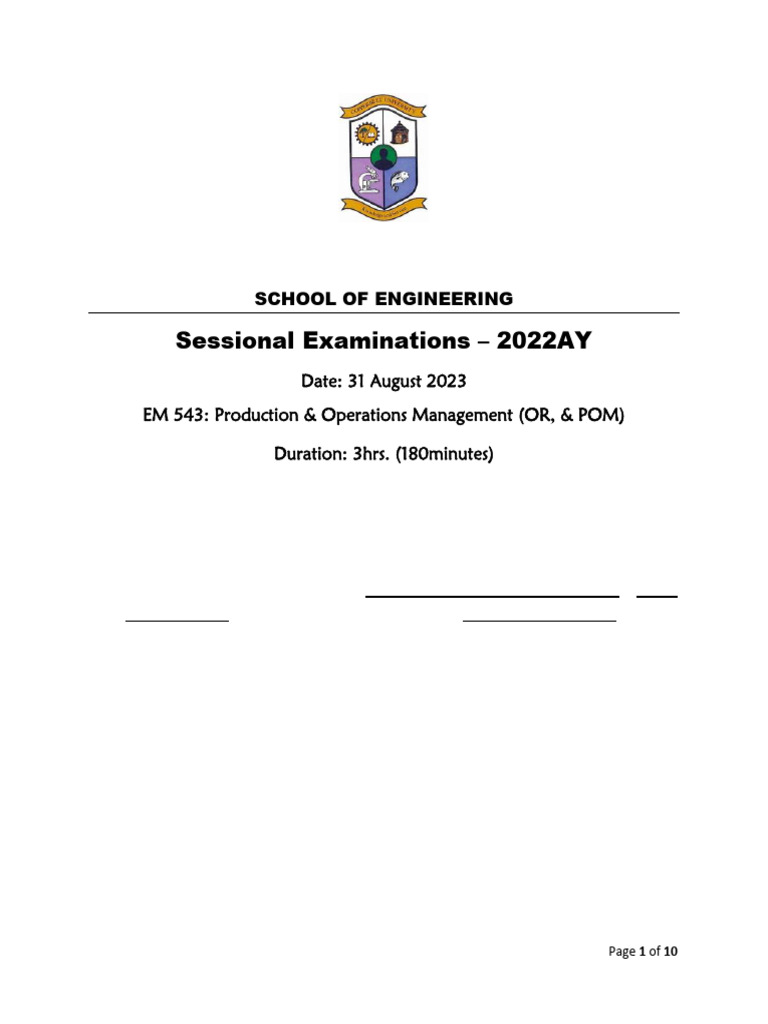 Em 543 Exam - 2023 | PDF