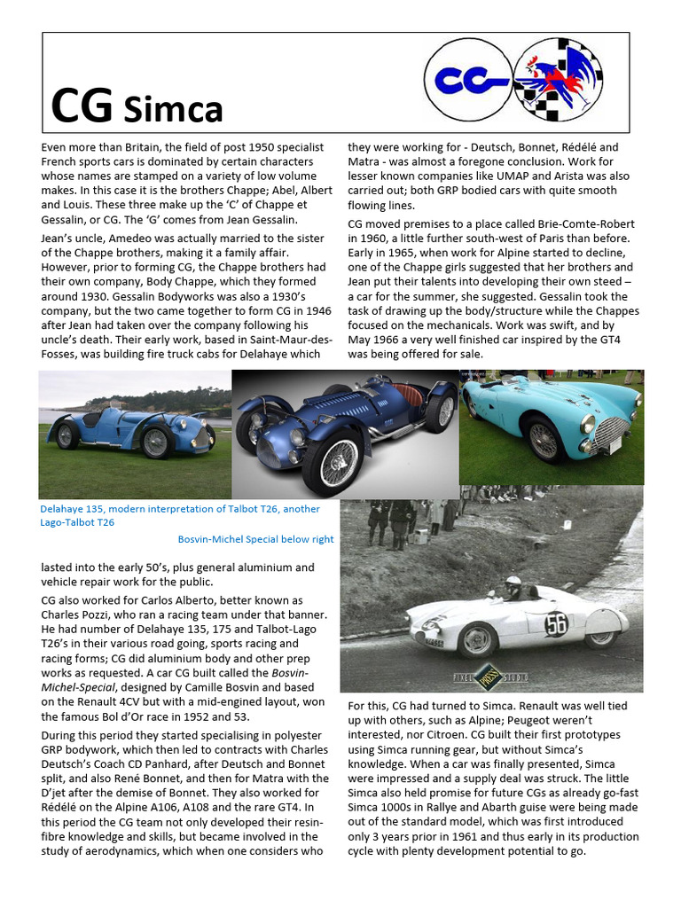 CG Simca 1000: Specs and History | PDF | Steering | Land Vehicles