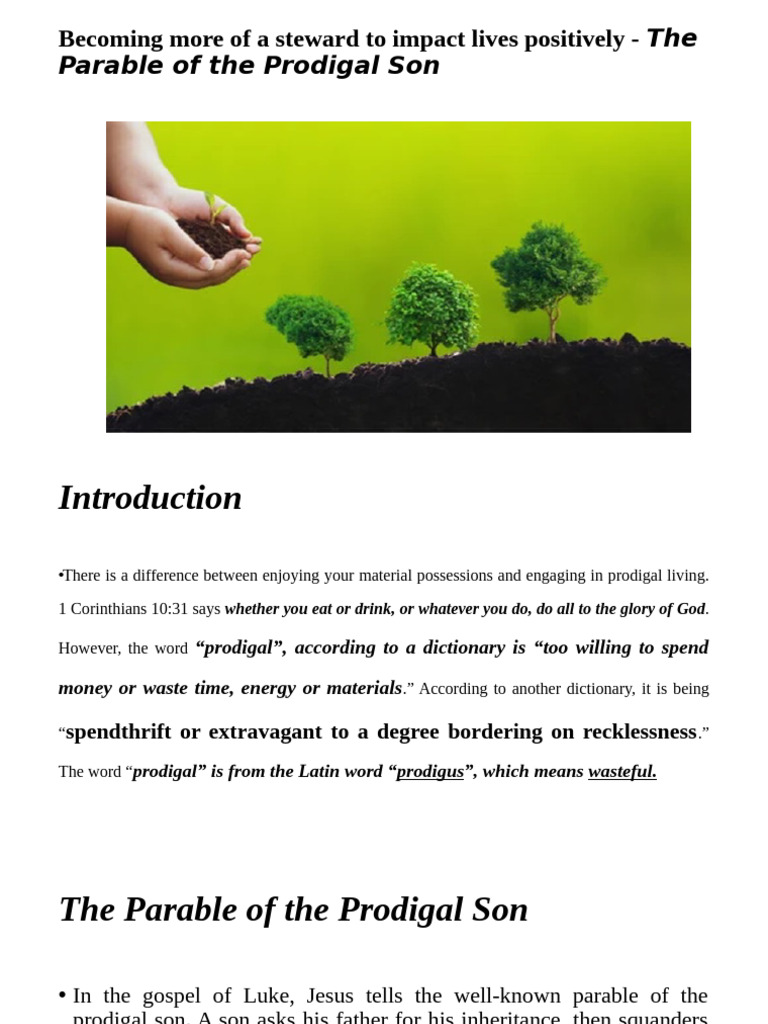 Presentation On The Prodial Son | PDF