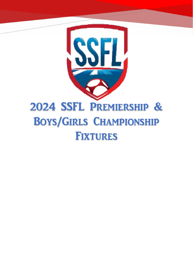 SSFL Premiership, Championship Fixtures 2024 | PDF