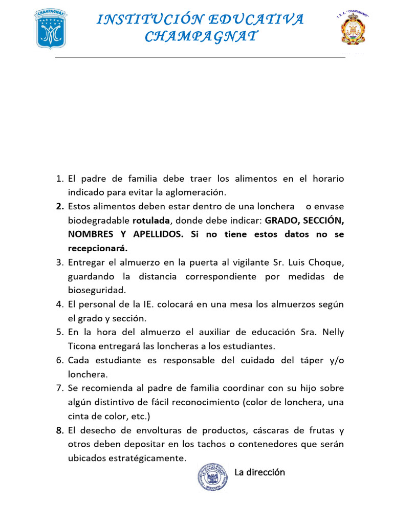 Protocolo para El Almuerzo | PDF