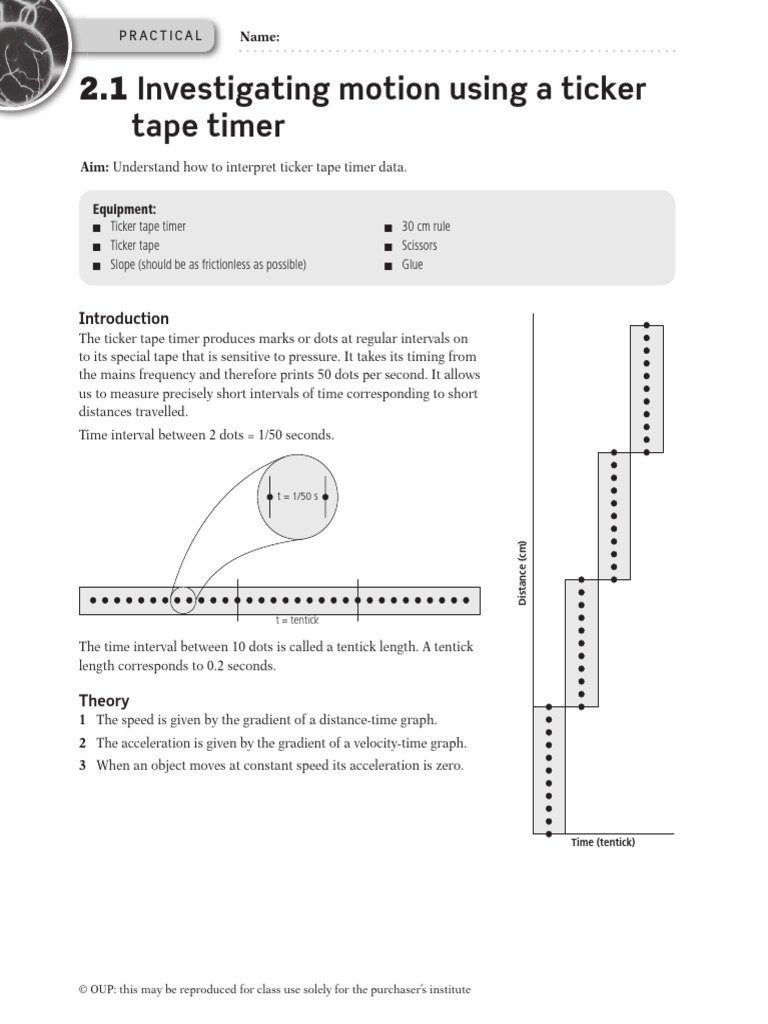 Ticker Timer Experiment Guide | PDF | Speed | Teaching Methods & Materials
