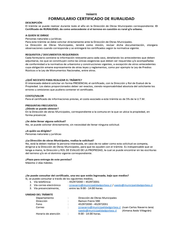 Certificado de Ruralidad 1 | PDF