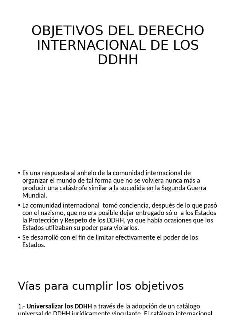 Objetivos Del Derecho Internacional de Los DDHH | PDF