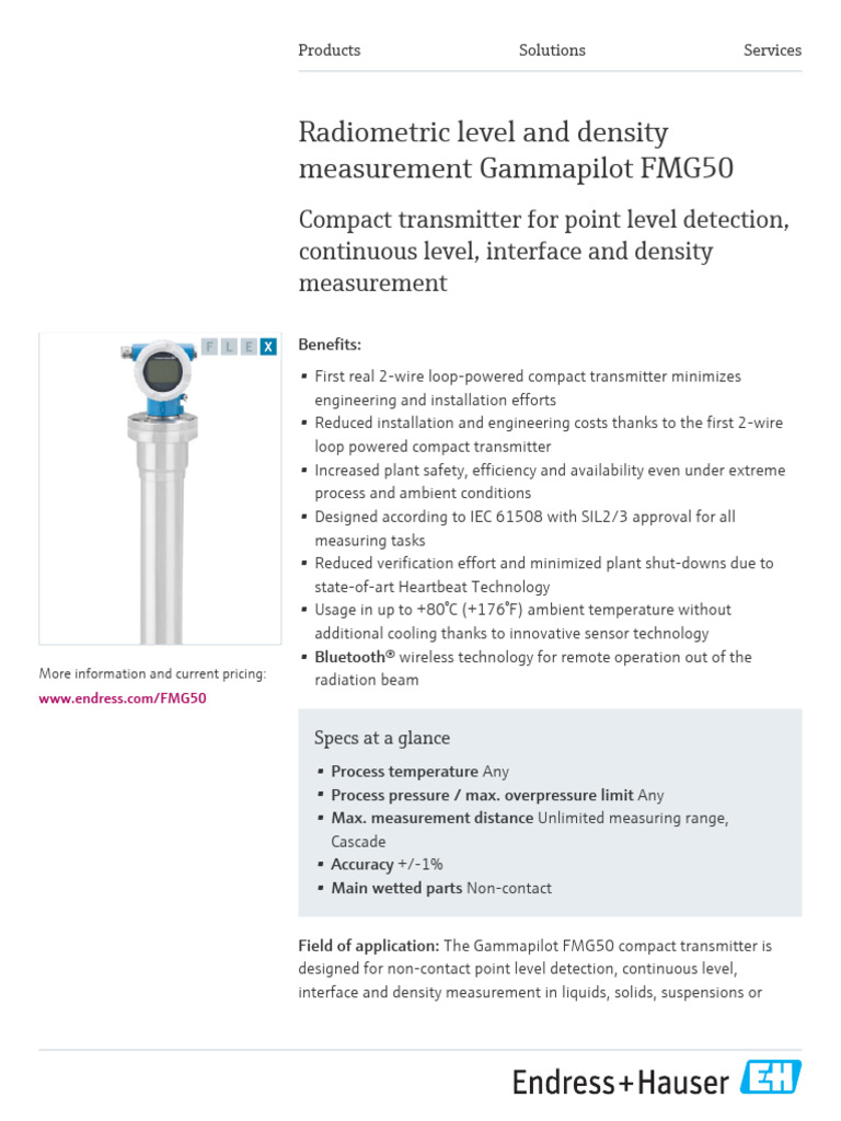 Endress-Hauser Gammapilot FMG50 en | PDF