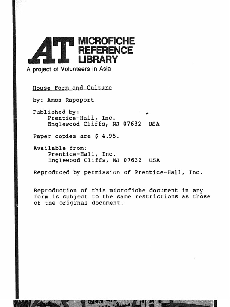 House Forms and Culture 1969 Amos Rapoport PDF Human Society