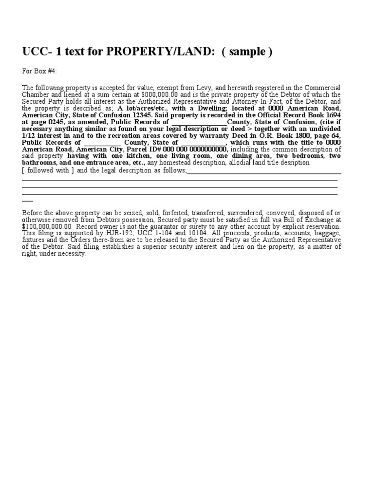 Ucc-1 Text For Real Estate Property | PDF