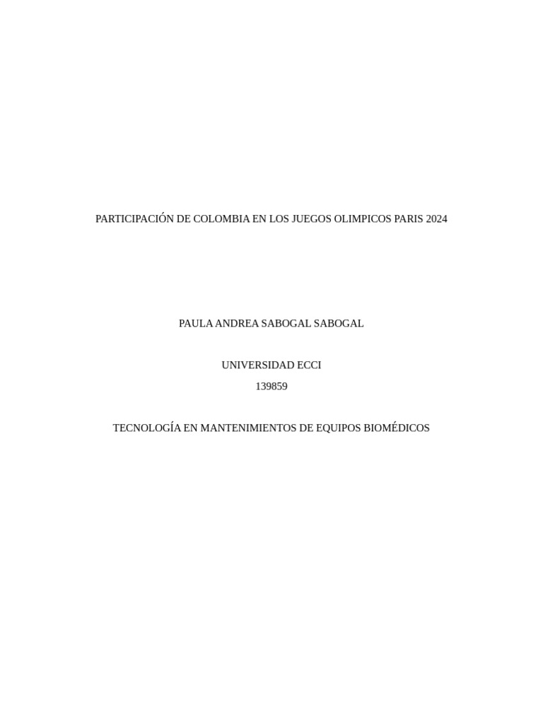 Participación De Colombia En Los Juegos Olimpicos Paris 2024 Pdf