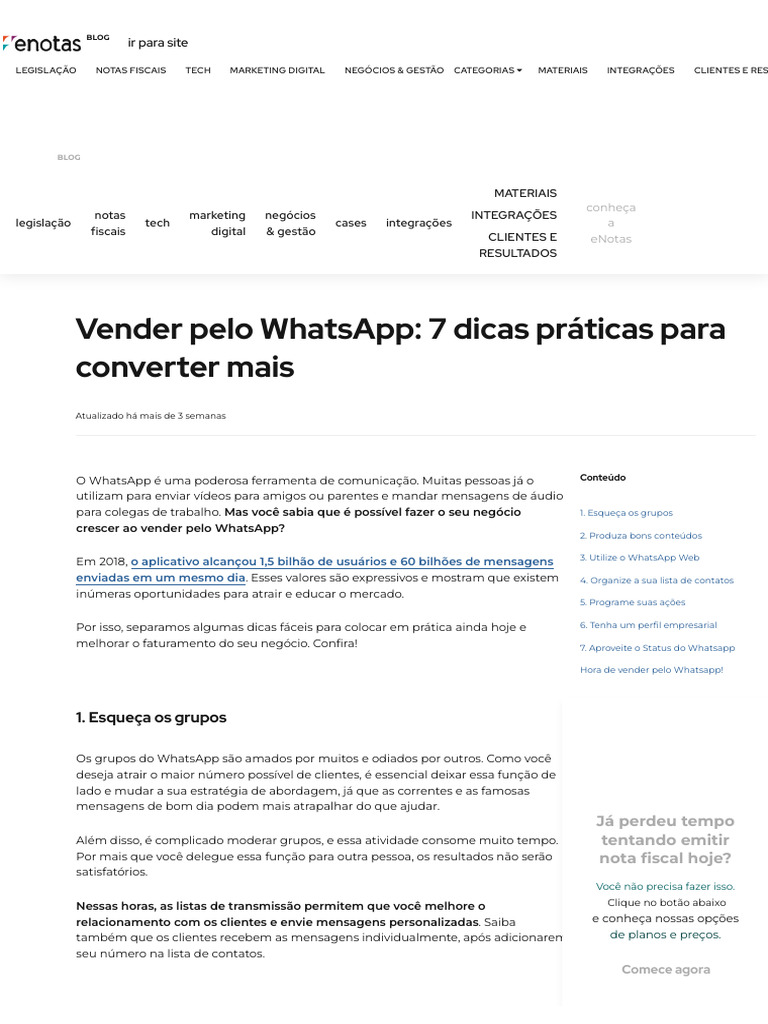 Vender Pelo WhatsApp - 7 Dicas Práticas para Converter Mais | PDF